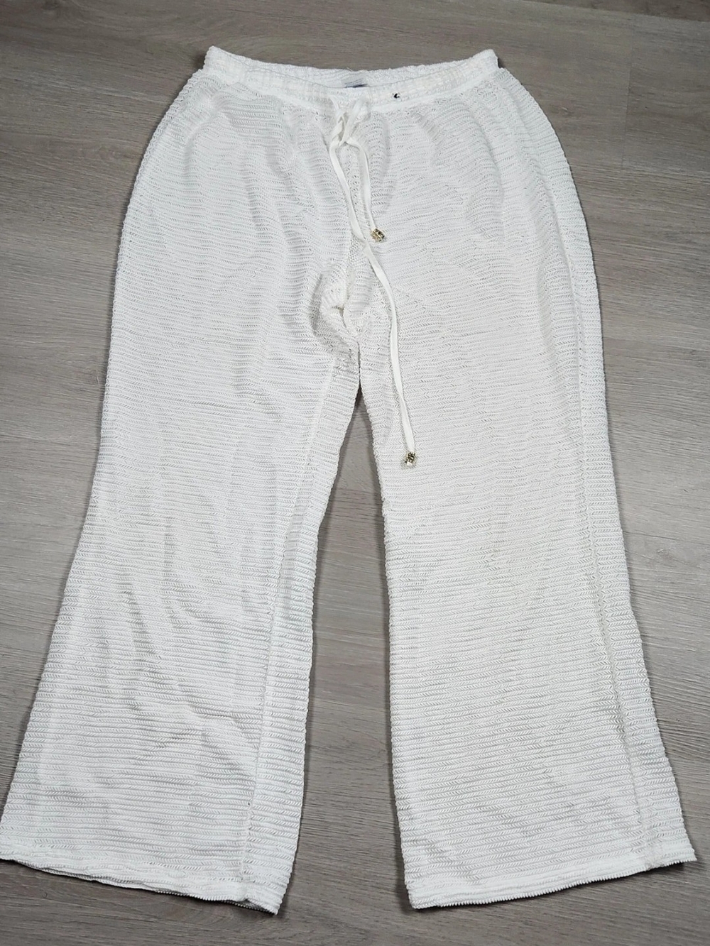 Laguna BLU White Textured Drawstring Lounge Pants